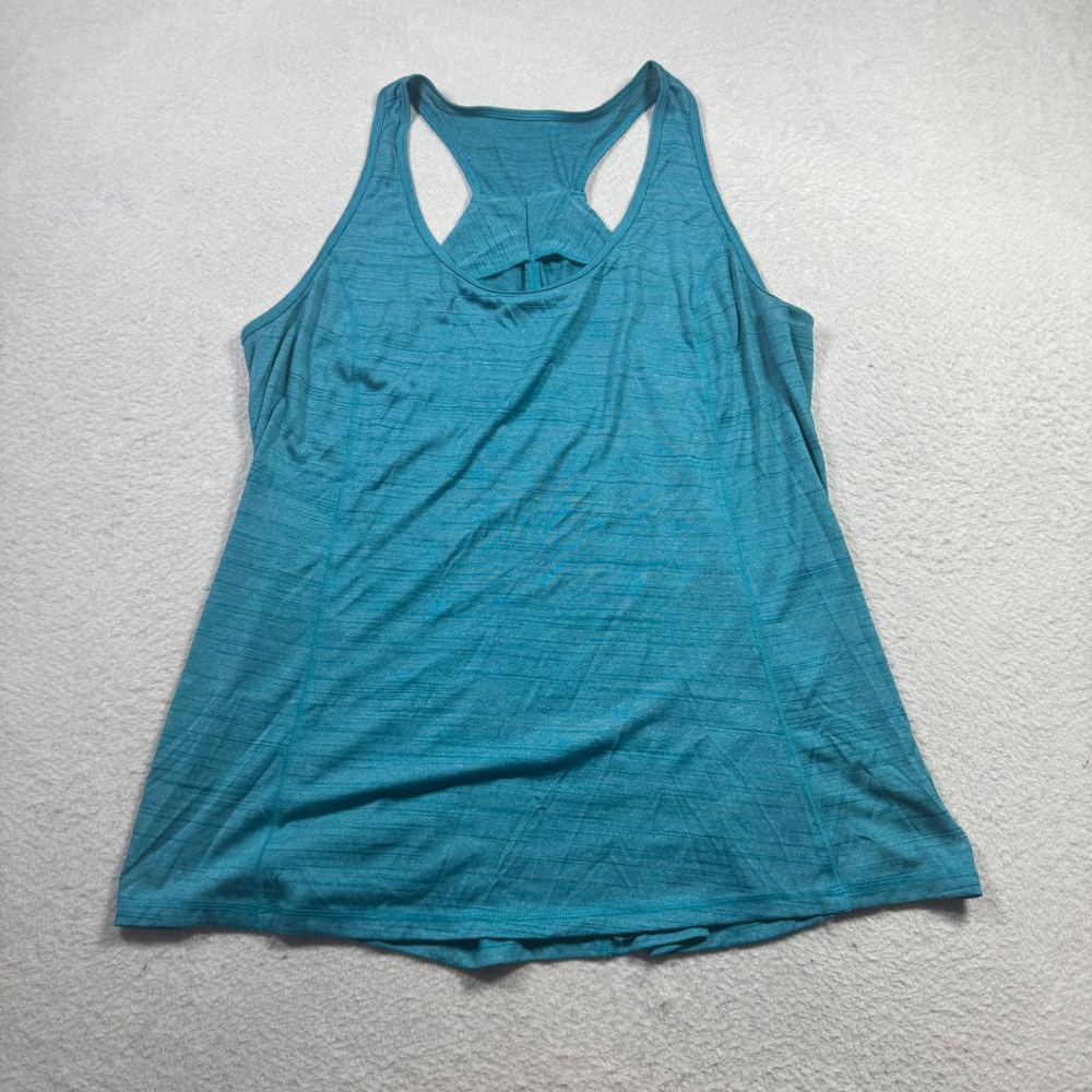LIVI Activewear Tank Top Womens XL Teal Blue Good Twist Back Space Dye Racerback